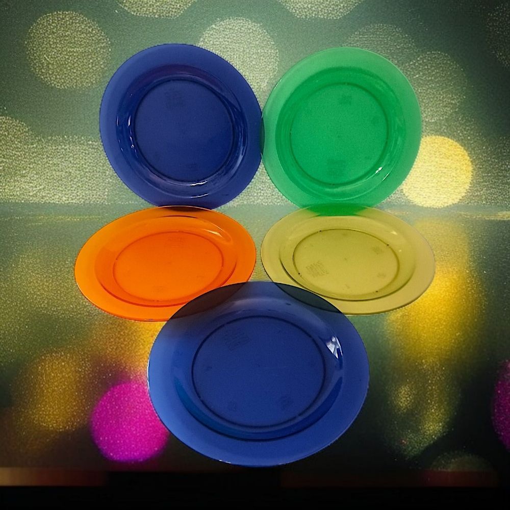 5 Ikea Hagberg & Hagberg Dinner Plates Sola Translucent Plastic Vintage Colorful